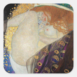 Gustav Klimt - Danae Fyrkantigt Klistermärke
