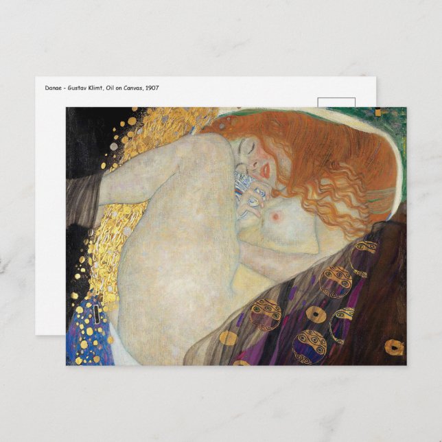Gustav Klimt - Danae Vykort (Fram/baksida)