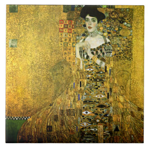 Gustav Klimt den guld- damkeramiken Kakelplatta