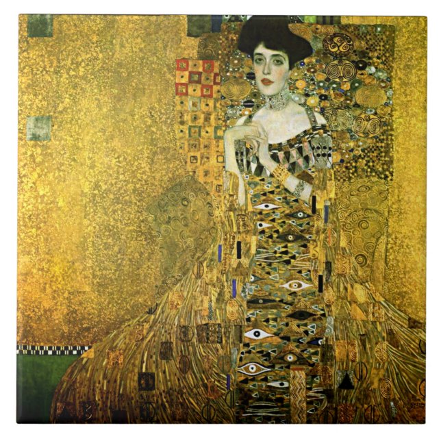 Gustav Klimt den guld- damkeramiken Kakelplatta (Framsidan)