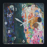 Gustav Klimt - Död och liv Fyrkantig Klocka<br><div class="desc">Död and Life - Gustav Klimt,  Oil on Canvas,  1910-1915</div>