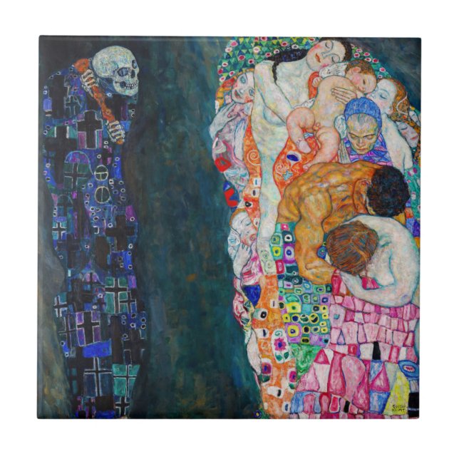 Gustav Klimt - Död och liv Kakelplatta (Framsidan)