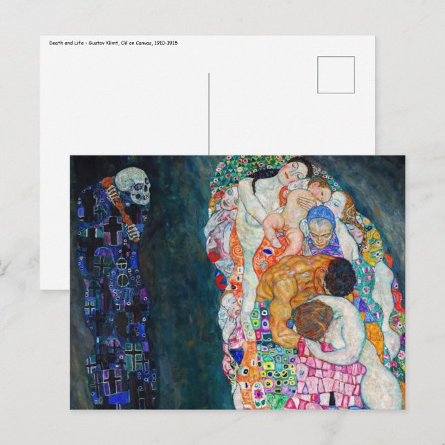 Gustav Klimt - Död och liv Vykort (Fram/baksida)