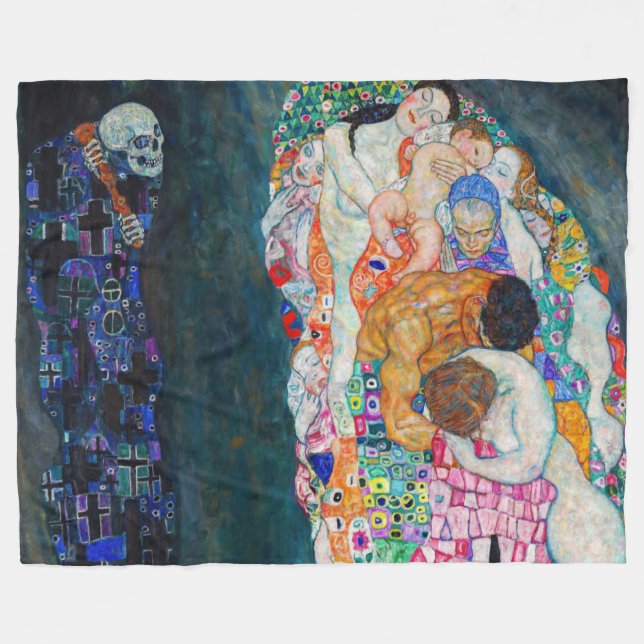 Gustav Klimt - Döden och Livet Fleecefilt (Framsidan (Horisontell))
