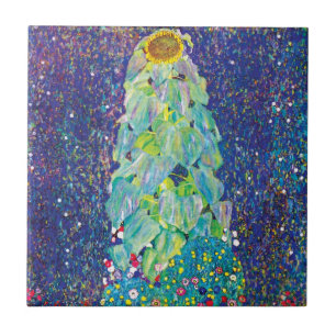 Gustav Klimt - Färgning av solroskonst Kakelplatta