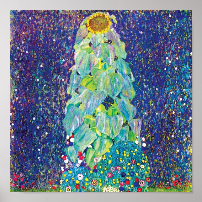 Gustav Klimt - Färgning av solroskonst Poster (Framsidan)