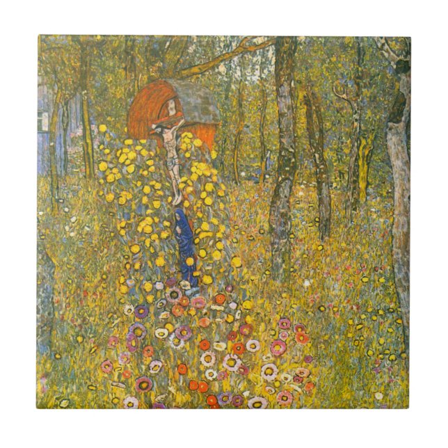 Gustav Klimt Farm Garden med Crucifix Kakelplatta (Framsidan)