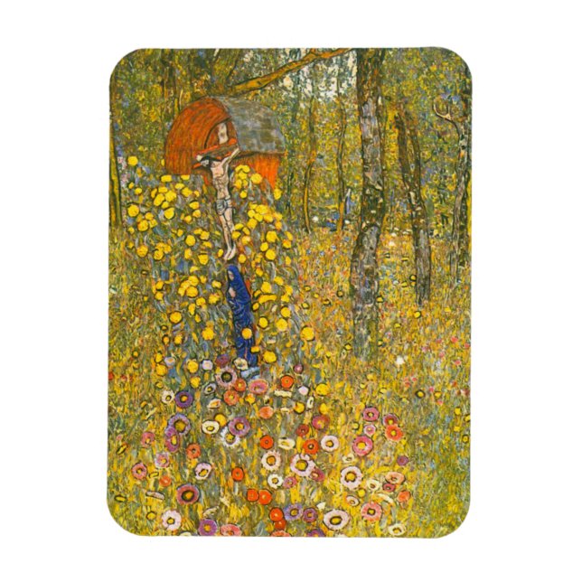 Gustav Klimt Farm Garden med Crucifix Magnet (Vertikal)