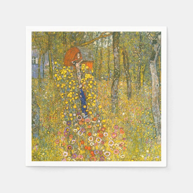Gustav Klimt Farm Garden med Crucifix Pappersservett (Framsidan)