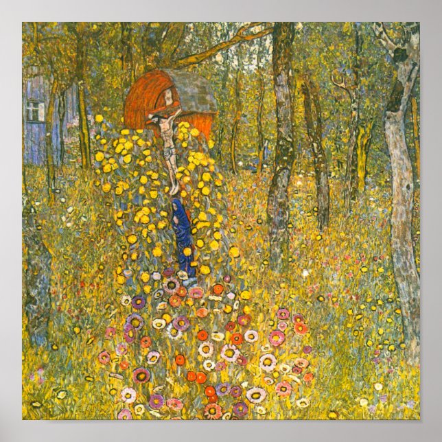 Gustav Klimt Farm Garden med Crucifix Poster (Framsidan)