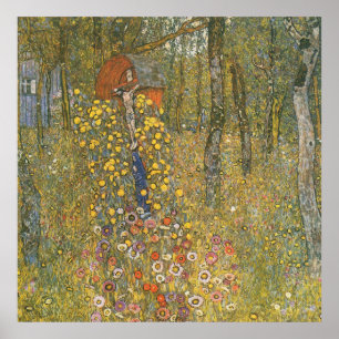 Gustav Klimt - Farm Garden med Crucifix Poster