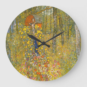 Gustav Klimt Farm Garden med Crucifix Stor Klocka