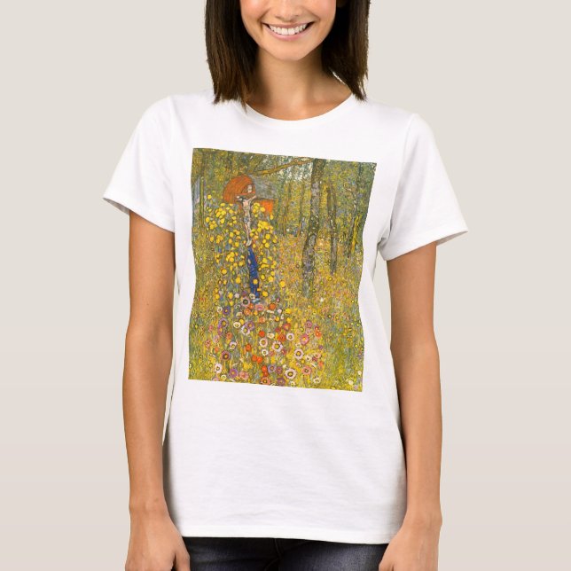 Gustav Klimt Farm Garden med Crucifix T Shirt (Framsida)