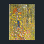 Gustav Klimt Farm Garden med Crucifix Tilläggskort<br><div class="desc">Kort för djurutrymme med Gustav Klimts oljemålning Farm Garden med Crucifix (1911). Crucifixen och Virigin Mary vilar i en jordbruksträdgård av vackra blommor av gult,  vitt,  lila och orange. En underbar gåva till fläkt av Art nouveau och österrikisk konst.</div>
