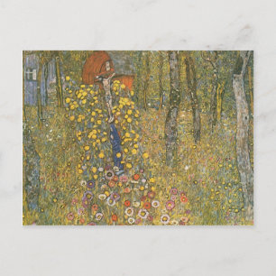 Gustav Klimt-Farm Garden med Crucifix Vykort