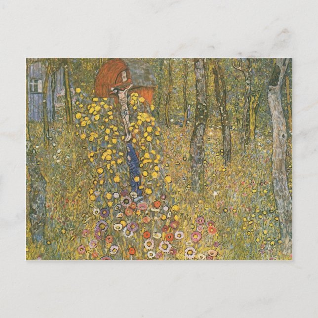 Gustav Klimt-Farm Garden med Crucifix Vykort (Framsida)