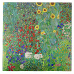 Gustav Klimt Farm Garden med färgning av solblommo Kakelplatta<br><div class="desc">Gustav Klimt Farm Garden med färgning av solblommor Blommigt Vintage Art nouveau</div>