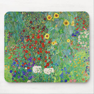 Gustav Klimt Farm Garden med färgning av solblommo Musmatta