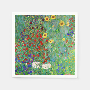 Gustav Klimt Farm Garden med färgning av solblommo Pappersservett