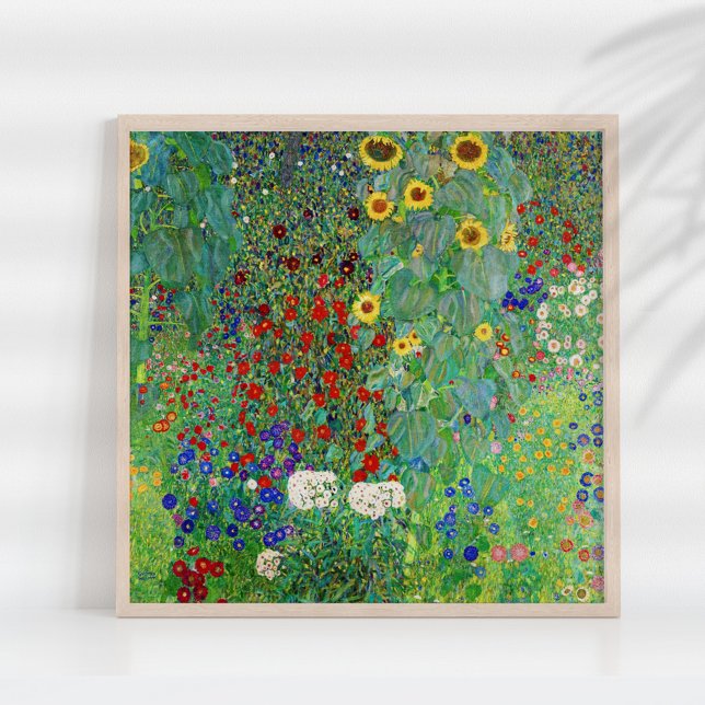 Gustav Klimt Farm Garden med färgning av solblommo Poster (Skapare uppladdad)