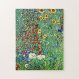 Gustav Klimt Farm Garden med färgning av solblommo Pussel