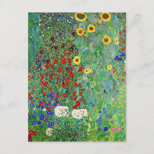 Gustav Klimt Farm Garden med färgning av solblommo Vykort