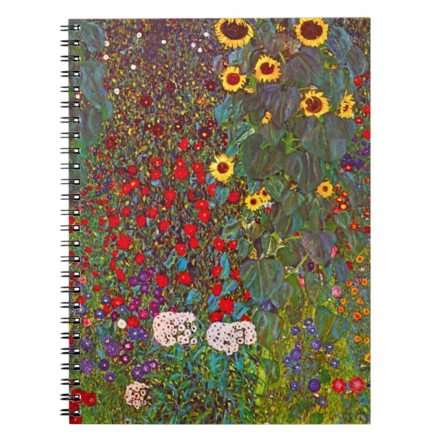 Gustav Klimt Farm Garden med solblommor bärbar dat Anteckningsbok (Framsidan)