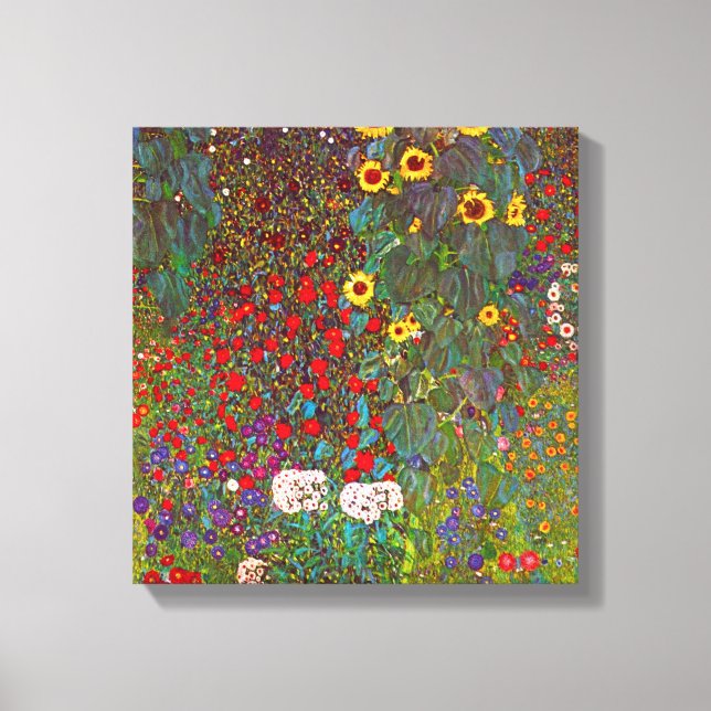 Gustav Klimt Farm Garden med solblommor Canvas (Framsida)