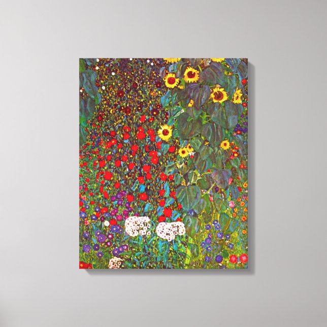 Gustav Klimt Farm Garden med solblommor Canvas (Framsida)