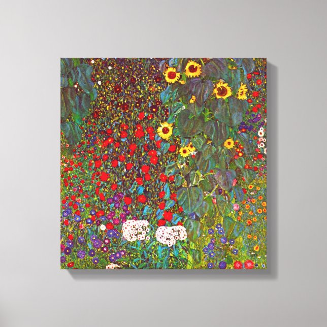 Gustav Klimt Farm Garden med solblommor Canvas (Framsida)