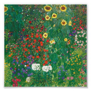 Gustav Klimt - Farm Garden med solblommor Fototryck