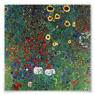 Gustav Klimt Farm Garden med solblommor Fototryck