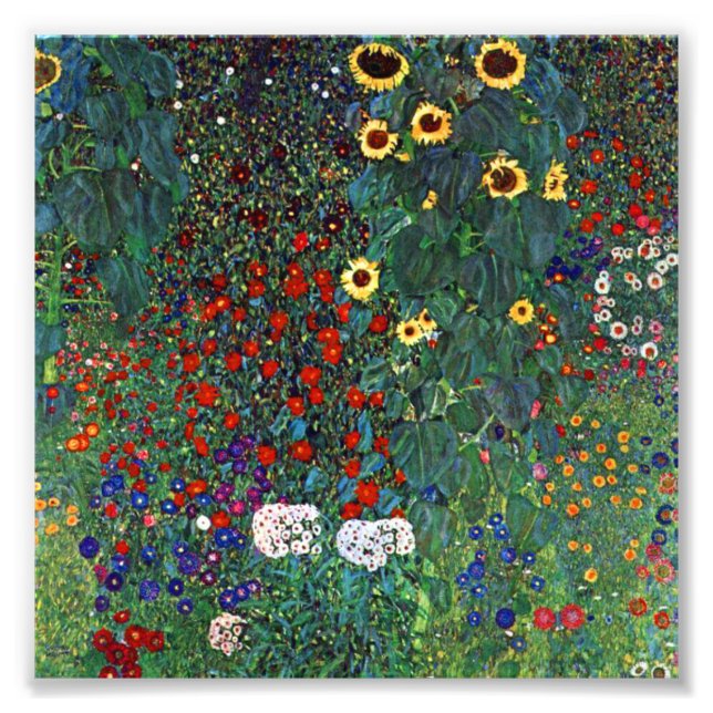 Gustav Klimt Farm Garden med solblommor Fototryck (Framsidan)