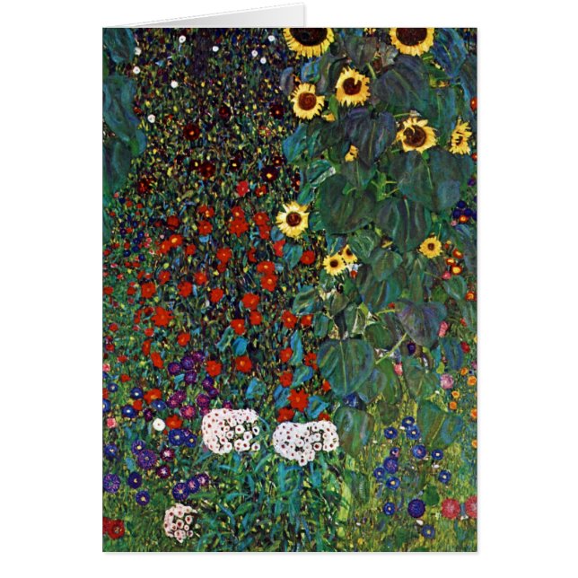 Gustav Klimt Farm Garden med solblommor Hälsningskort (Framsidan)