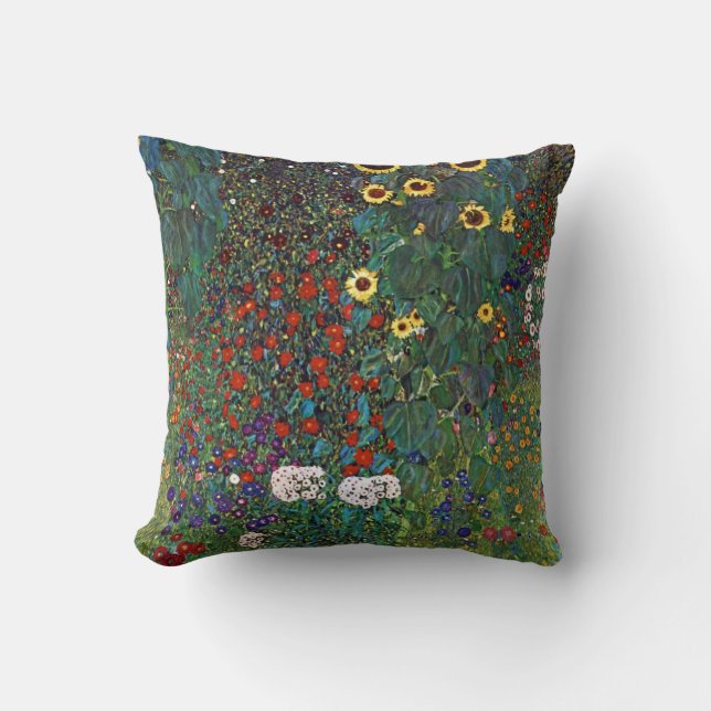 Gustav Klimt Farm Garden med solblommor Kudde (Framsida)