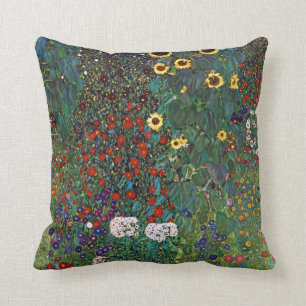Gustav Klimt Farm Garden med solblommor Kudde