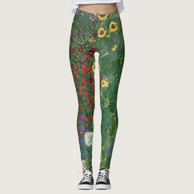 Gustav Klimt - Farm Garden med solblommor Leggings (Framsida)