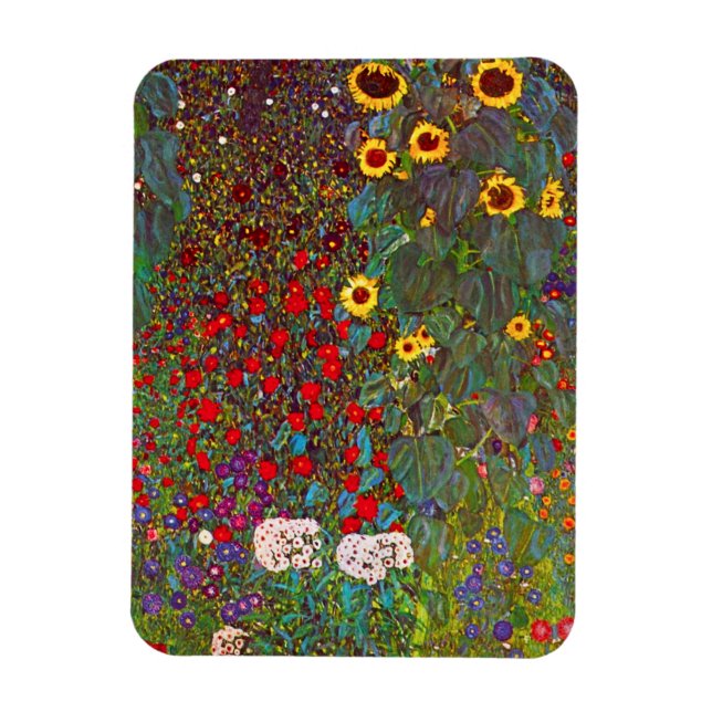Gustav Klimt Farm Garden med solblommor Magnet (Vertikal)