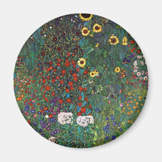 Gustav Klimt Farm Garden med solblommor Magnet