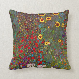 Gustav Klimt Farm Garden med solblommor Pillow Kudde
