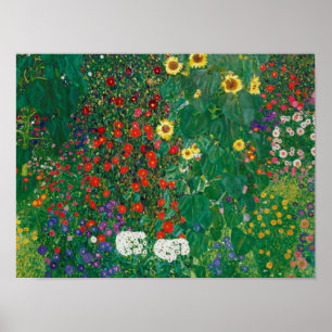 Gustav Klimt - Farm Garden med solblommor Poster