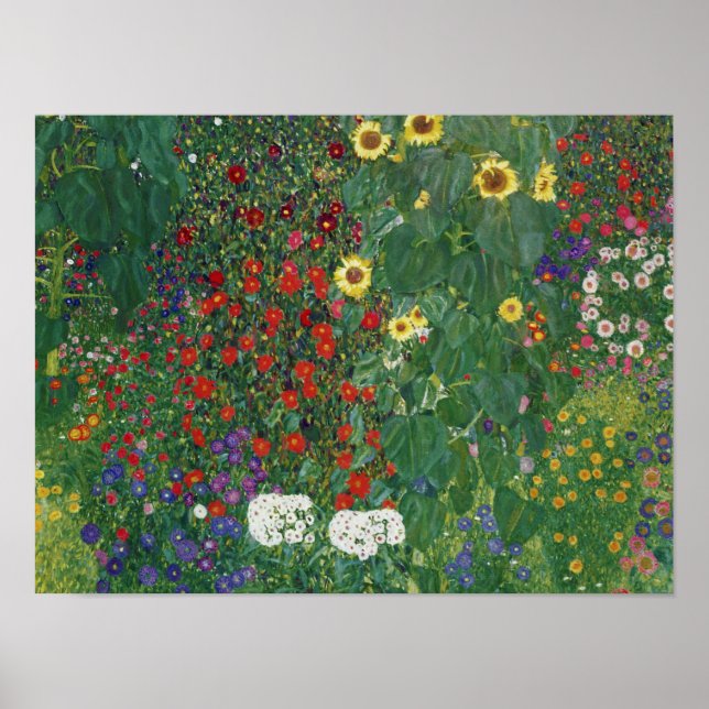 Gustav Klimt - Farm Garden med solblommor Poster (Framsidan)