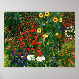 Gustav Klimt - Farm Garden med solblommor Poster