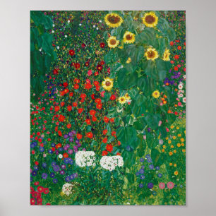 Gustav Klimt - Farm Garden med solblommor Poster