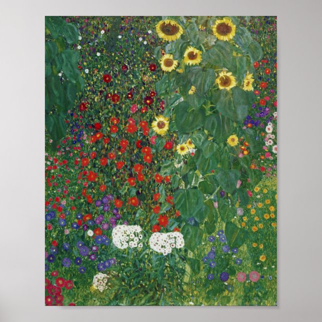 Gustav Klimt - Farm Garden med solblommor Poster (Framsidan)