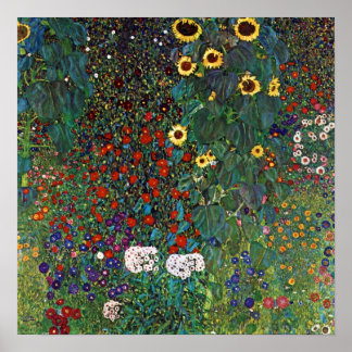 Gustav Klimt Farm Garden med solblommor Poster