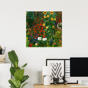 Gustav Klimt - Farm Garden med solblommor Poster