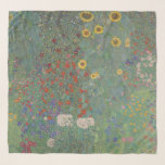 Gustav Klimt, Farm Garden med solblommor Sjal<br><div class="desc">Scarf med Gustav Klimt-konstmålningen "Farm Garden with Sunblommors". "Farm Garden med solblommor" är en målning med gult solblommor,  röd ros och vitt och blåa blommor på gröntens bakgrund. Anpassade.</div>