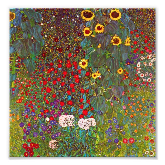 Gustav Klimt Farm Garden med solblommor Skriv ut Fototryck (Framsidan)