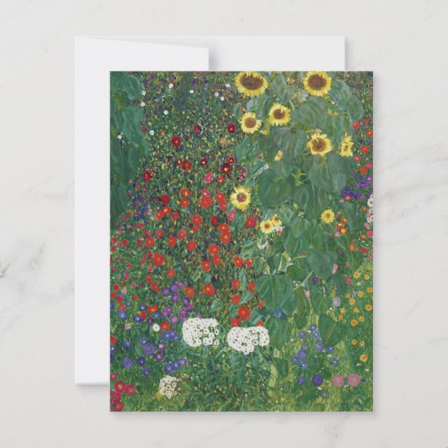 Gustav Klimt - Farm Garden med solblommor Tack Kort (Framsida)